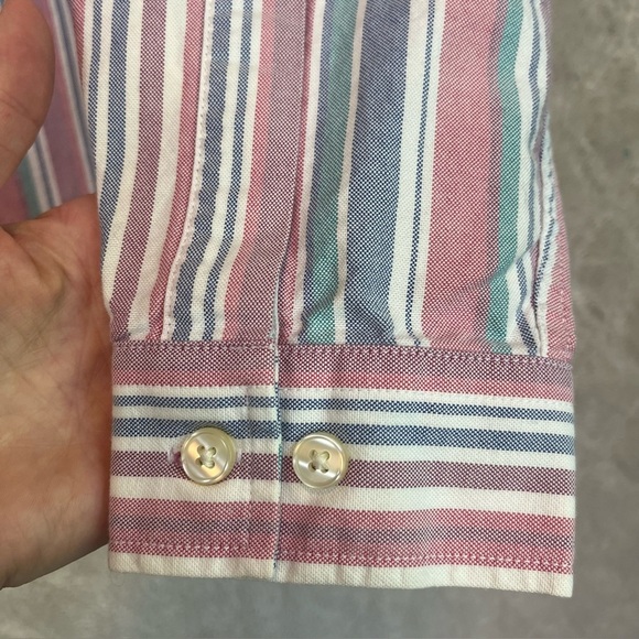 Vintage L.L. Beans Women's 100% Cotton Poplin Striped Button Down Sz MP Prep - Picture 6 of 12